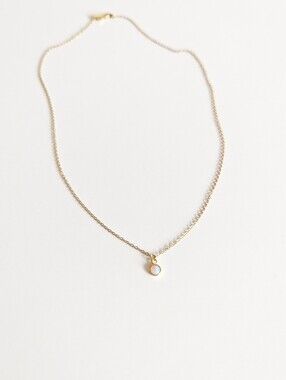 Tiny Opal Pendant Gold-plated Necklace (Lab-created Opal)